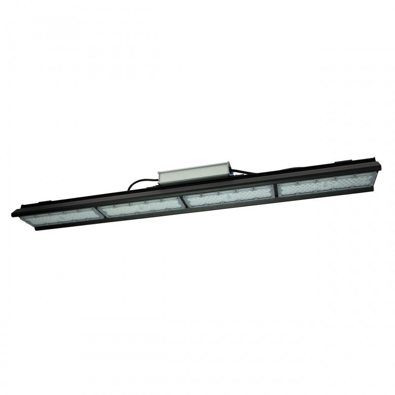 Suspension LED Spectrum Halls Line 200W noir, 4000K, 30000 lumens, dimmable, IP66, angle de 90°, éclairage industriel
