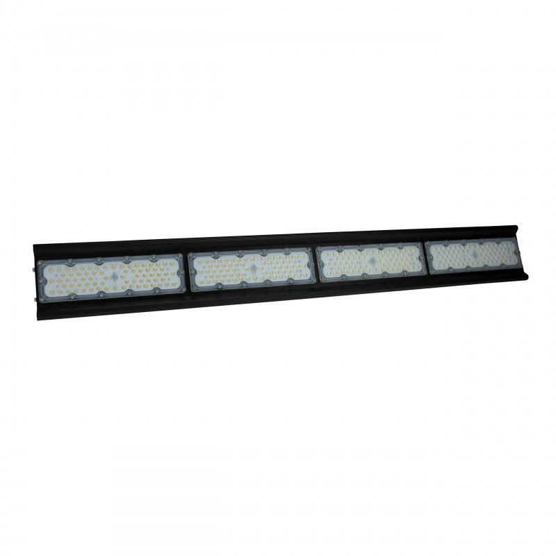 Suspension LED Spectrum Halls Line 200W noir, 4000K, 30000 lumens, dimmable, IP66, angle de 90°, éclairage industriel