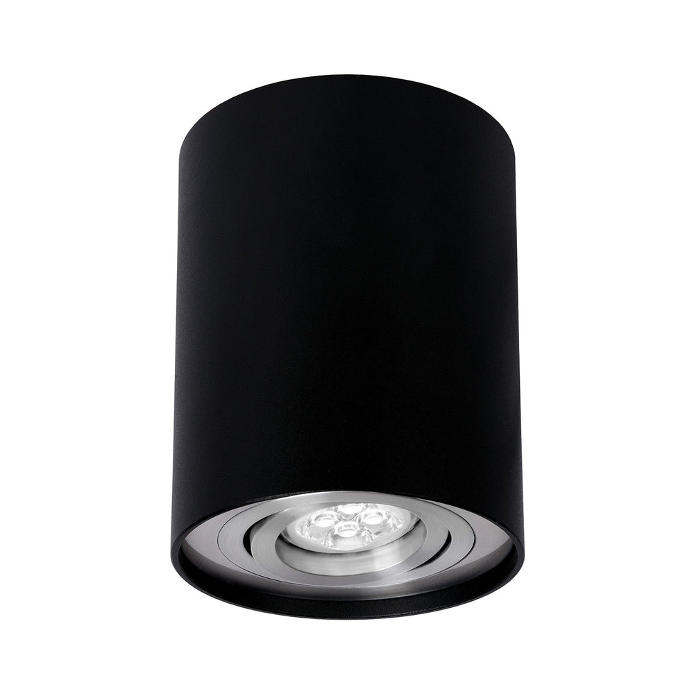 Spectrum adjustable GU10 spot, black/silver, IP20 indoor light, 250V, surface mount, aluminum housing