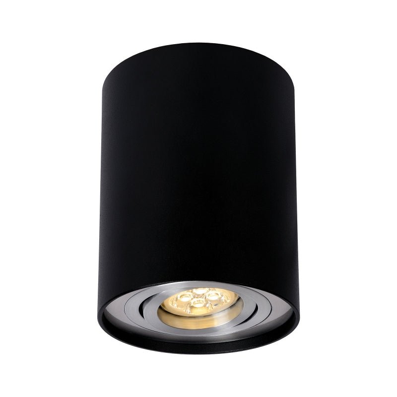 Spectrum adjustable GU10 spot, black/silver, IP20 indoor light, 250V, surface mount, aluminum housing