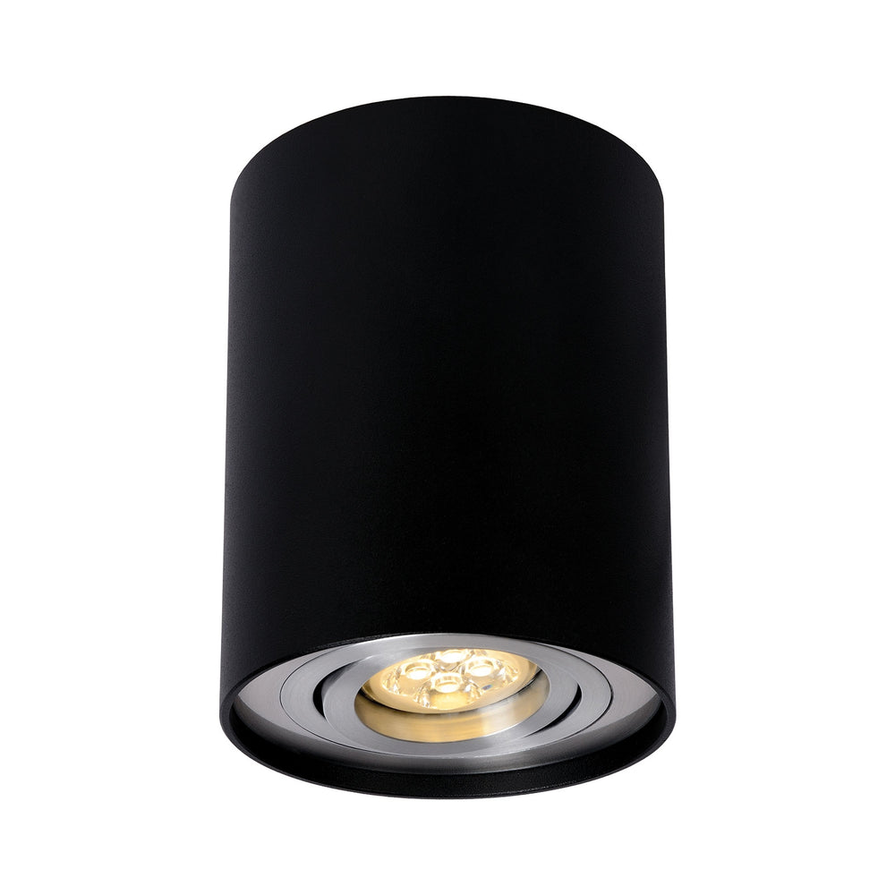 Spectrum adjustable GU10 spot, black/silver, IP20 indoor light, 250V, surface mount, aluminum housing