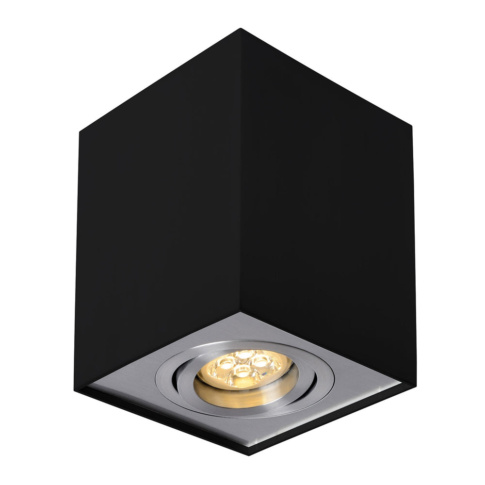 Spectrum CHLOE GU10 black/silver adjustable LED spotlight, square, IP20, aluminum housing, 17000 hours lifespan