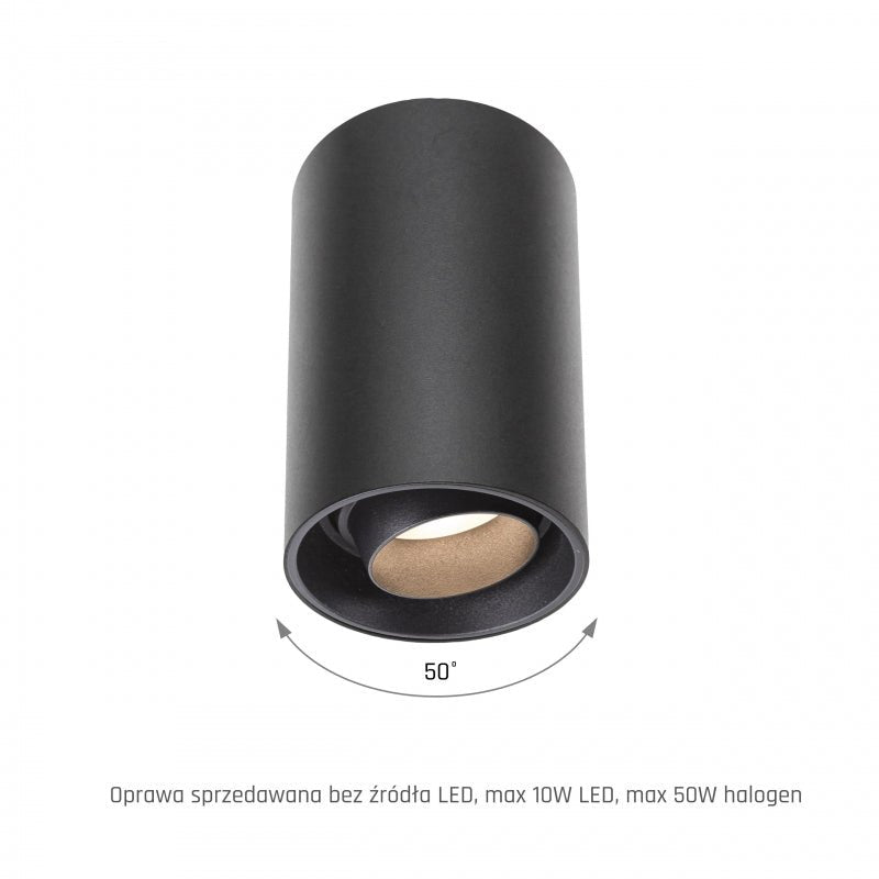 Spectrum Chloe black GU10 spot, adjustable round surface fixture IP20 for indoor lighting