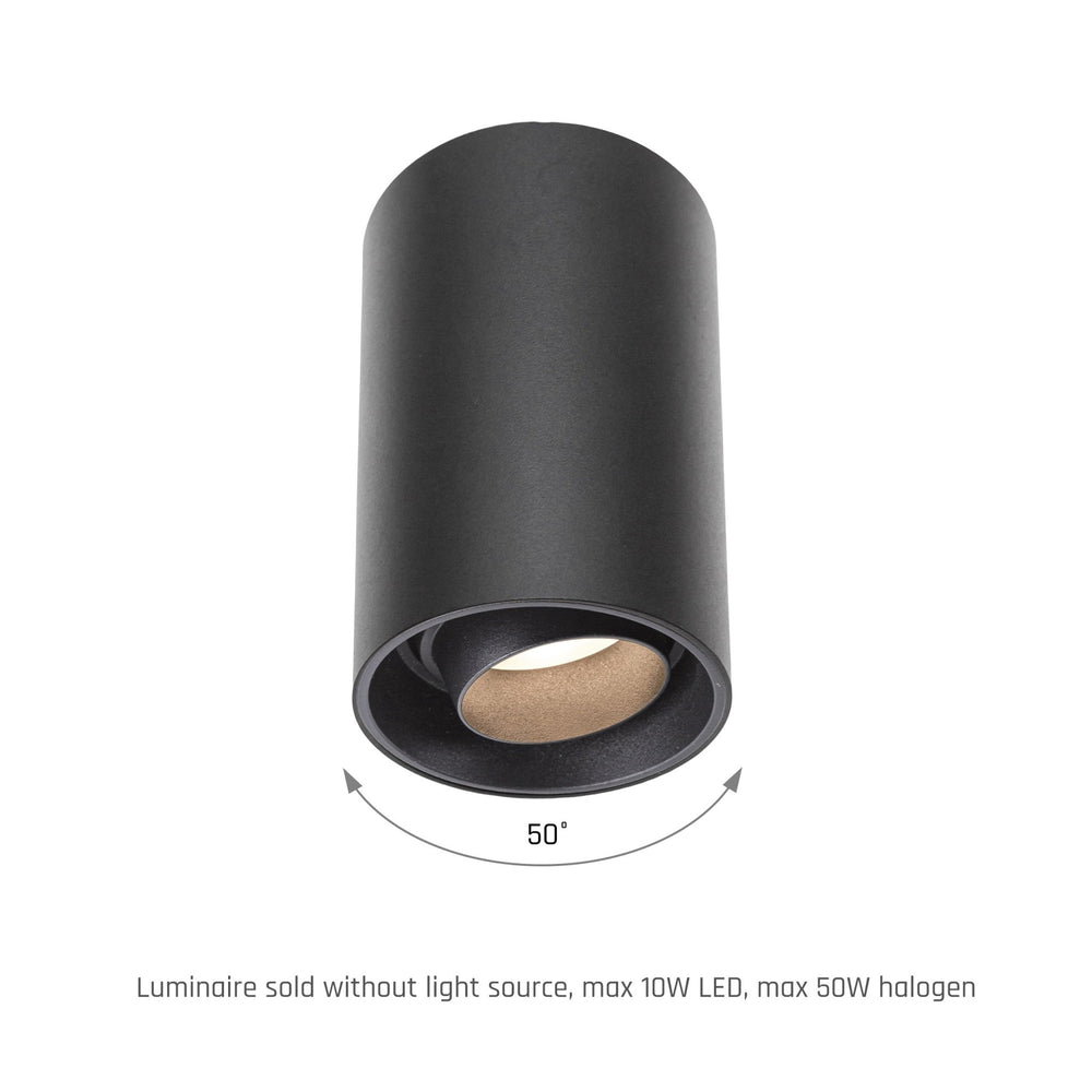 Spectrum Chloe black GU10 spot, adjustable round surface fixture IP20 for indoor lighting