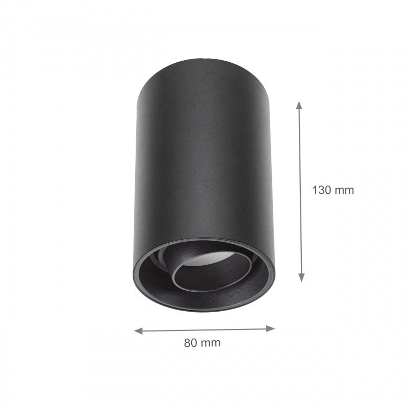 Spectrum Chloe black GU10 spot, adjustable round surface fixture IP20 for indoor lighting