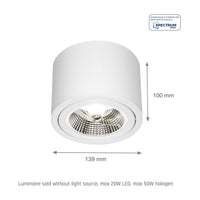 Chloe AR111 GU10 White adjustable LED spotlight for indoor use - Spectrum IP20, 17000 hours technological durability