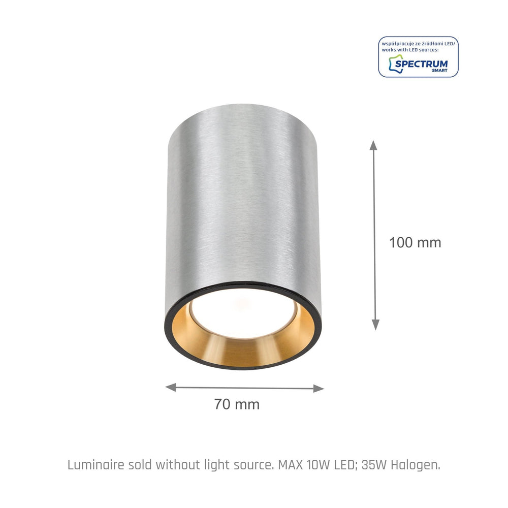Spectrum Chloe Mini P20 LED spotlight silver 4000K 250V, GU10, 17000 hours lifespan, IP20, surface mount