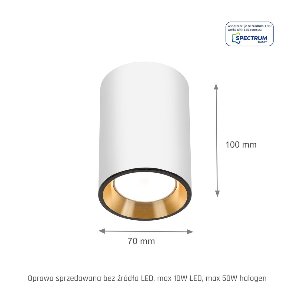 Led plafondspot chloe mini with GU10 fitting in white/gold by spectrum