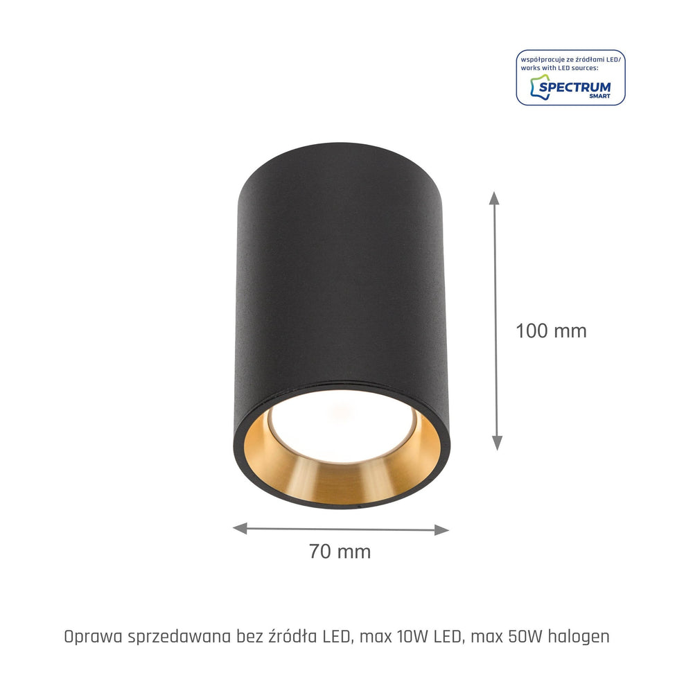 Projecteur de plafond LED mini Chloe noir/or 1x montage GU10