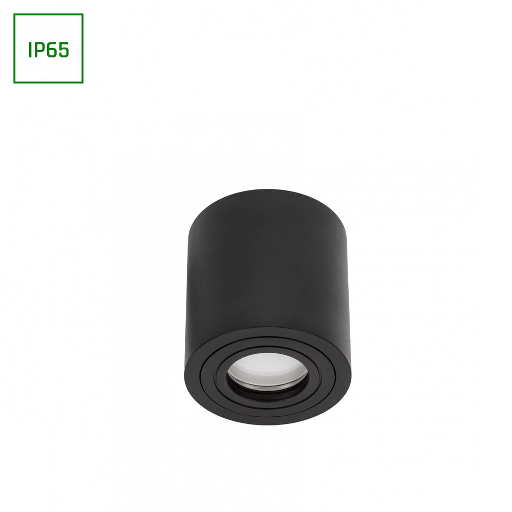 Spectrum CHLOE GU10 IP65 round black LED spotlight for indoor use, aluminum housing, 250V, 17000 lumens, surface mount