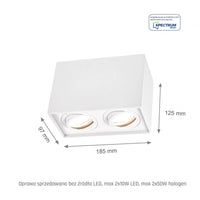 Spectrum adjustable GU10 rectangular white spot, IP20 indoor, aluminum housing, 250V, 17000h lifespan