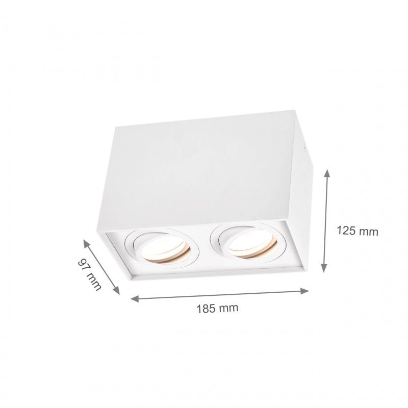 Spectrum adjustable GU10 rectangular white spot, IP20 indoor, aluminum housing, 250V, 17000h lifespan