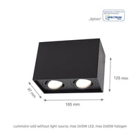 Spectrum Chloe Duo 2xGU10 IP20 black adjustable spotlight, aluminum housing, 250V, indoor use