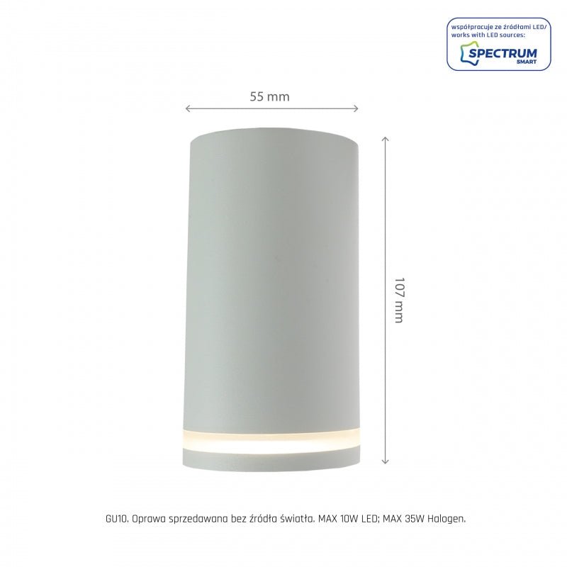 Spectrum Chloe GU10 surface light, white, IP20, aluminum, 230V, indoor use, easy install, modern, energy-efficient