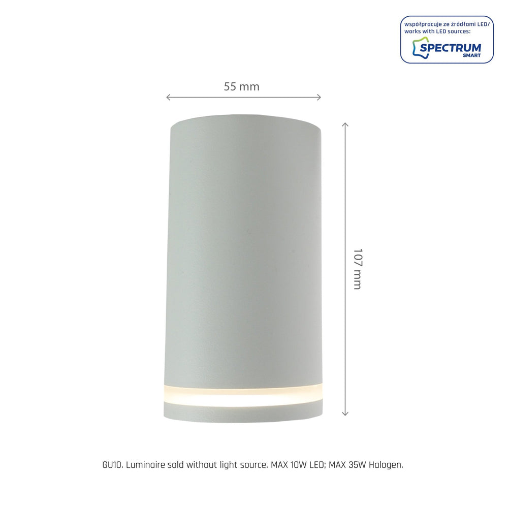 Spectrum Chloe GU10 surface light, white, IP20, aluminum, 230V, indoor use, easy install, modern, energy-efficient