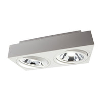 Spot encastré en surface Spectrum LED GU10, 2x orientable, 250V, IP20, Plafonnier rectangulaire blanc