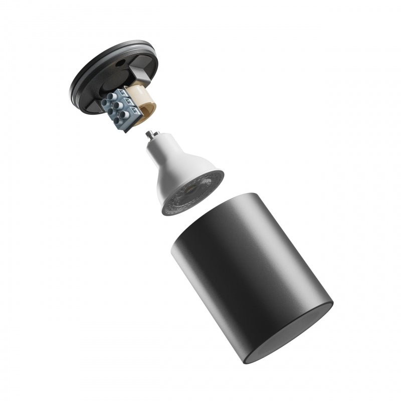 Spectrum CHLOE GU10 250V IP44 black LED downlight, 70x90mm, aluminum housing, waterproof, indoor use, easy installation