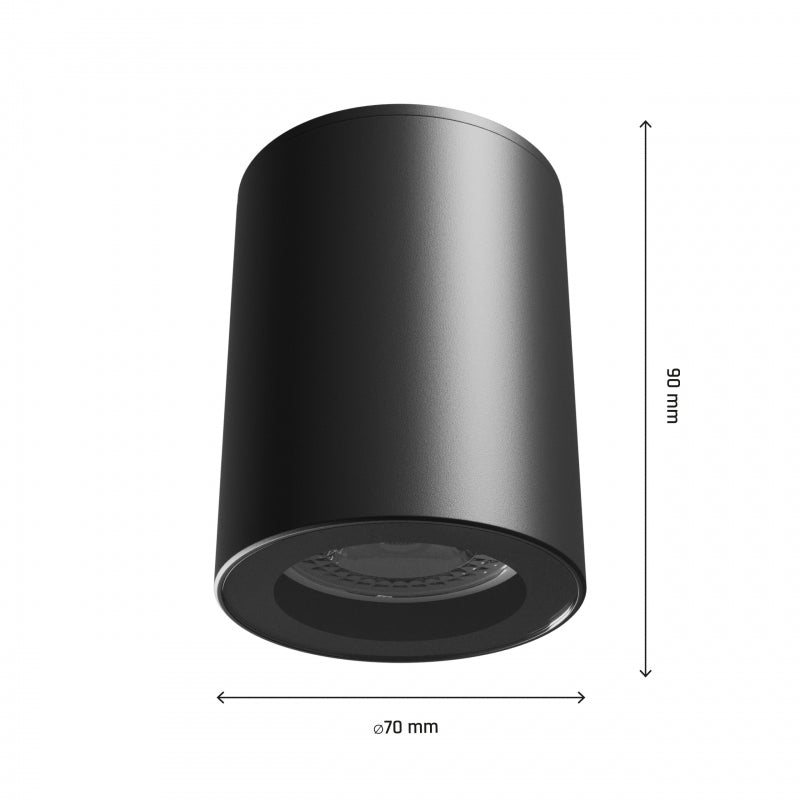 Spectrum CHLOE GU10 250V IP44 black LED downlight, 70x90mm, aluminum housing, waterproof, indoor use, easy installation