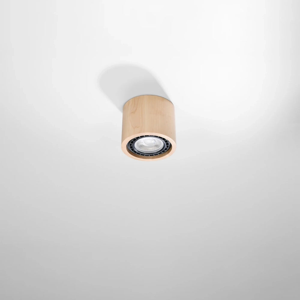 Sollux Lighting BASIC 1 ceiling spot in natural wood, LED GU10, IP20, 220-240V, 50W max, CE RoHS