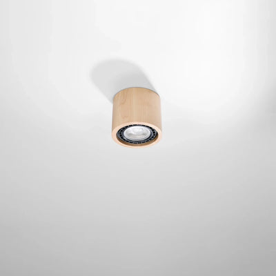 Spot plafond Sollux Lighting BASIC 1 en bois naturel, LED GU10, IP20, 220-240V, 50W max, CE RoHS