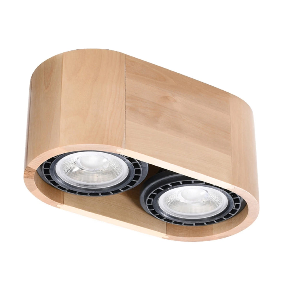 Spot LED plafond Sollux Lighting BASIC 2, bois naturel, IP20, 220-240V, max 50W, CE RoHS