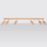 Spot plafonnier LED Sollux Lighting BERG 6, bois naturel, IP20, 220-240V, max 50W, CE RoHS