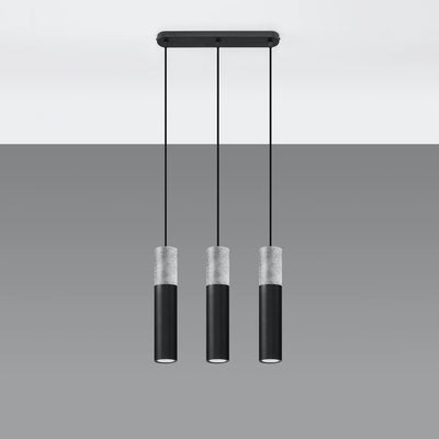 Suspension LED Sollux Lighting BORGIO 3L, béton Noir Gris, 3 x GU10, IP20, 230V, CE