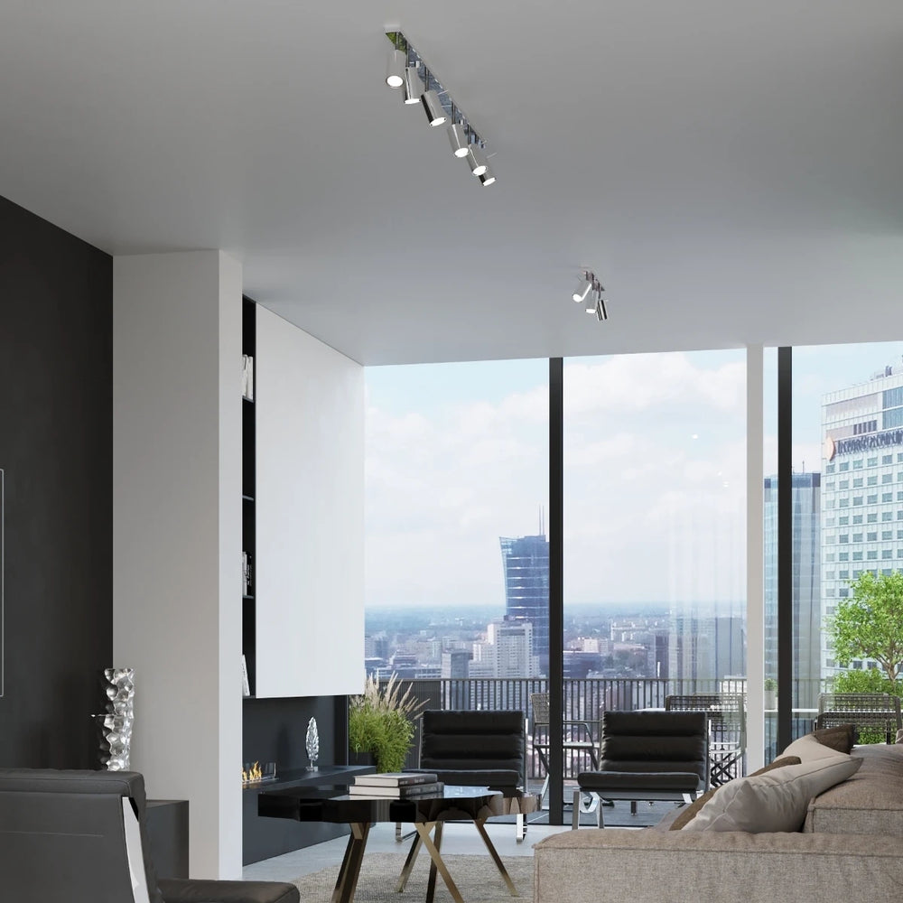 Spot LED plafond Sollux Lighting anneau chrome, 2x GU10, IP20, aluminium, CE RoHS