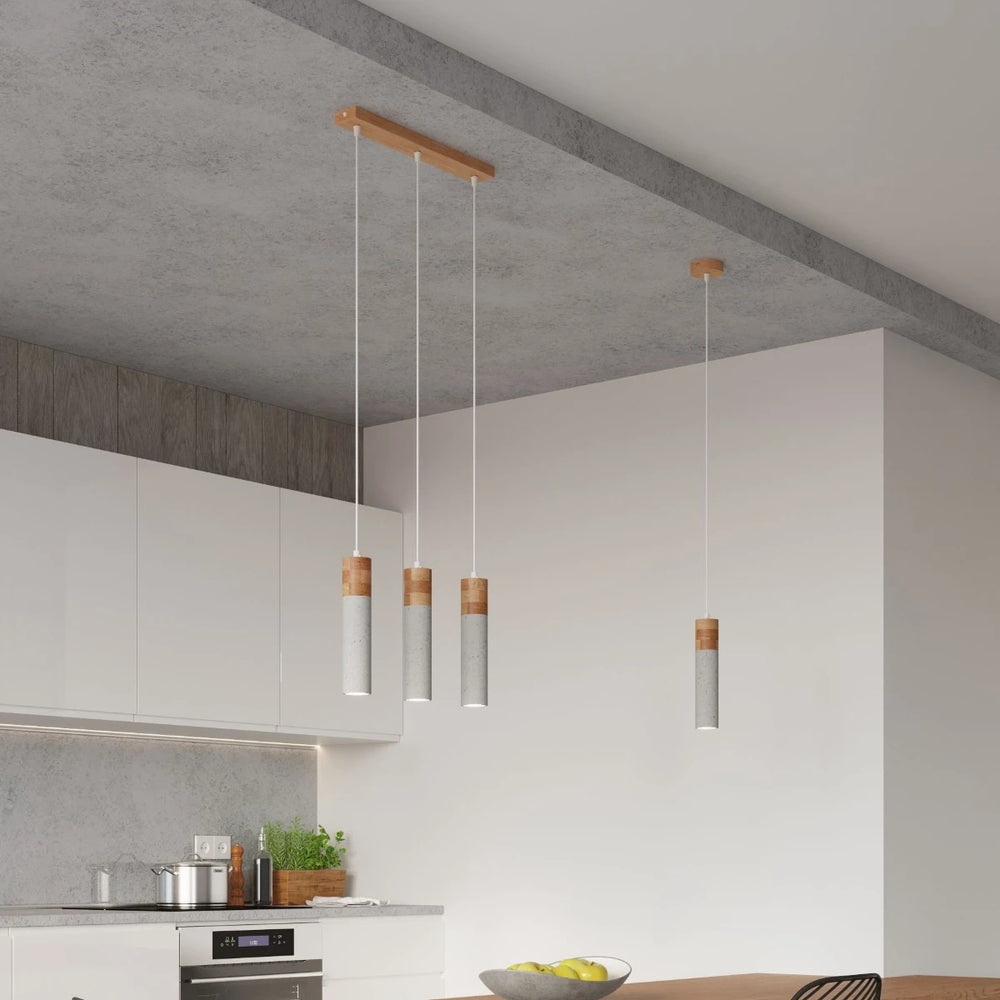Sollux Lighting LED pendant lamp ZANE with 3 x GU10 sockets, Beton Wood finish, IP20, CE RoHS certified
