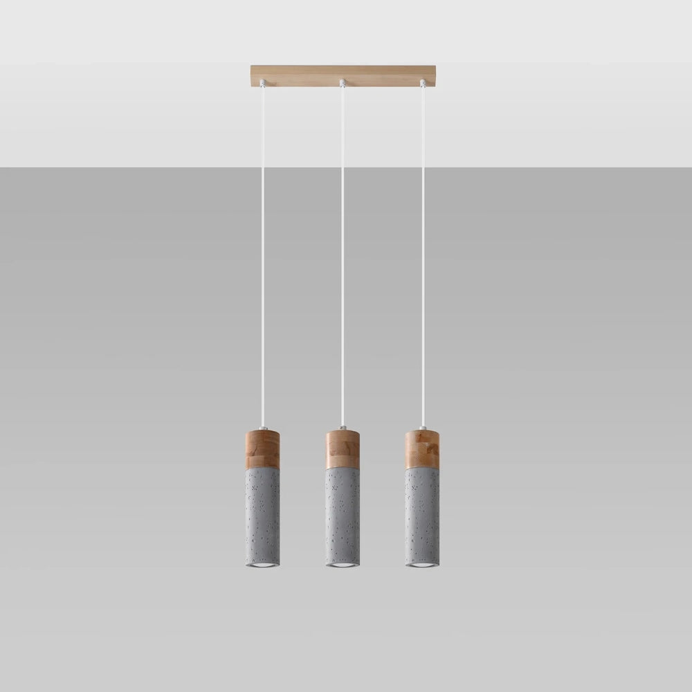 Sollux Lighting LED pendant lamp ZANE with 3 x GU10 sockets, Beton Wood finish, IP20, CE RoHS certified