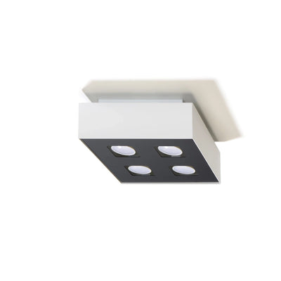 Spot plafonnier LED Sollux Lighting MONO 4, IP20, 220-240V, 4x35W max, finition aluminium or mat