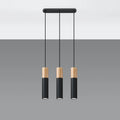 Sollux Lighting Pablo 3 Pendant Lamp, 3xGU10, 230V, IP20, Black and Natural Wood