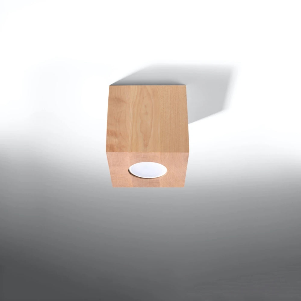 Sollux Lighting QUAD ceiling spotlight natural wood, GU10 socket, IP20, 230V, 100x100mm