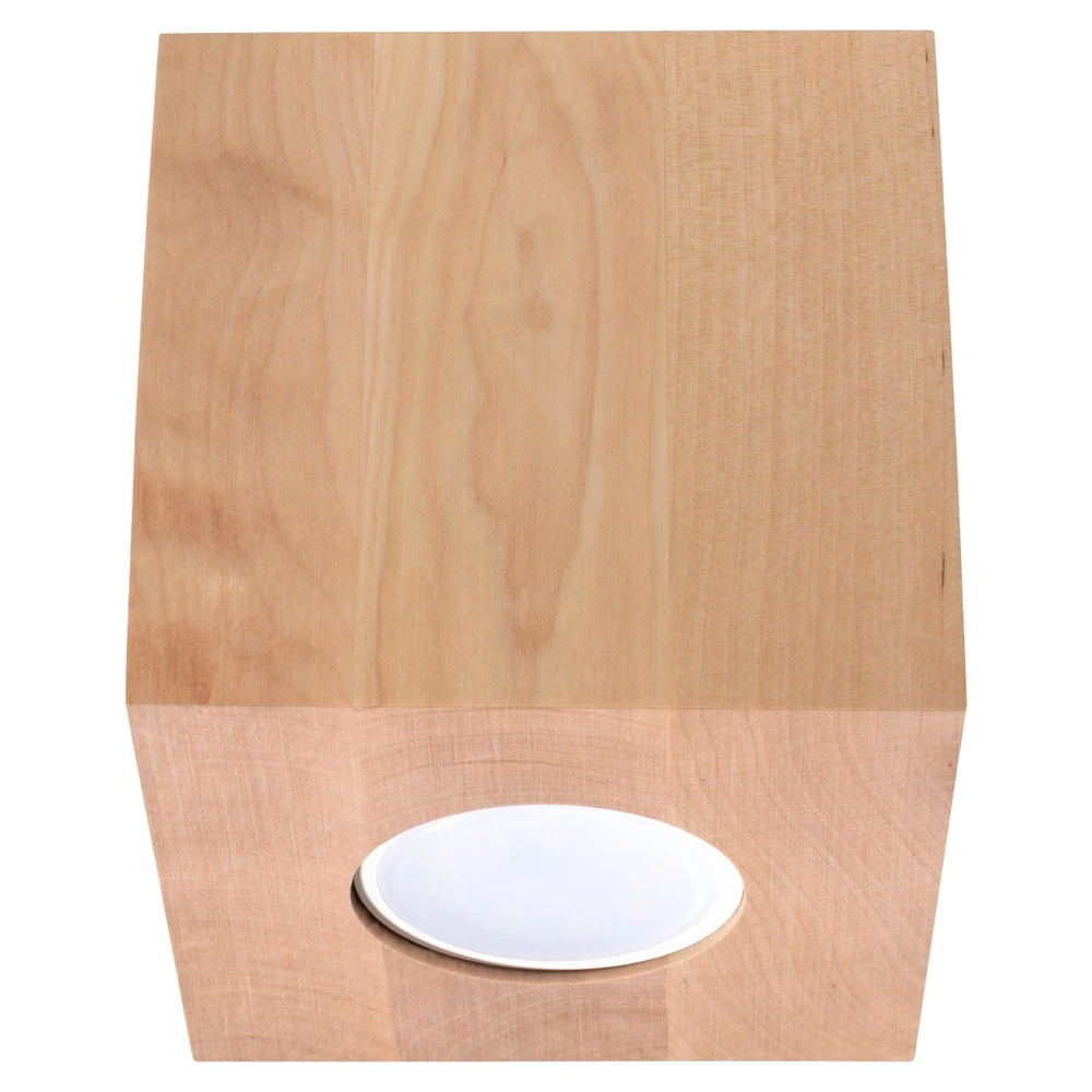 Sollux Lighting QUAD ceiling spotlight natural wood, GU10 socket, IP20, 230V, 100x100mm