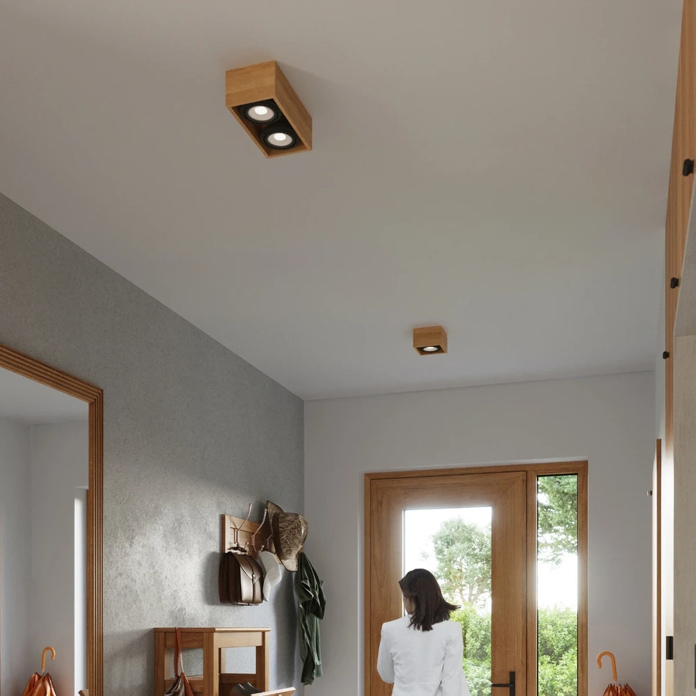 Spot encastrable au plafond LED Sollux Lighting QUATRO 2 bois naturel, IP20, 220-240V, CRI 80, aluminium doré mat