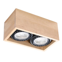 Sollux Lighting QUATRO 2 LED ceiling spotlight natural wood, IP20, 220-240V, CRI 80, matt gold aluminum