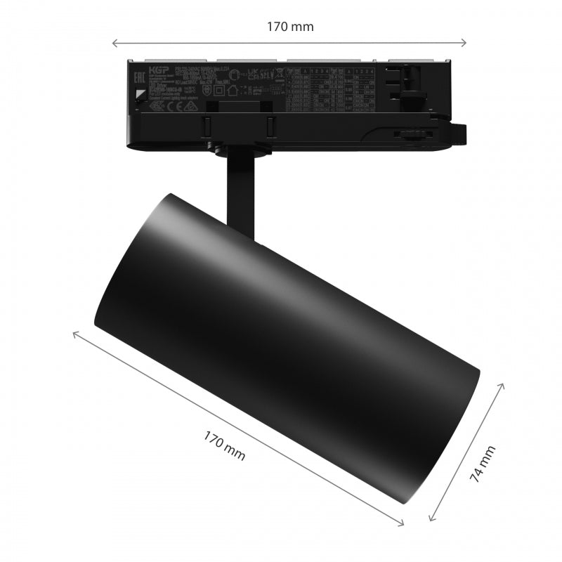 Spectrum ANDROMEDA LED Track Light 15-27W 4000K 3200 lumens CRI>90 36°/60° Black 3-Phase IP20