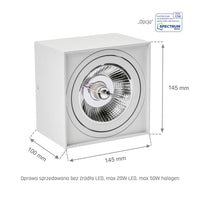 Plafonnier LED en saillie Spectrum CHLOE AR111 GU10, IP20 boîtier en aluminium blanc, 20W max 250V