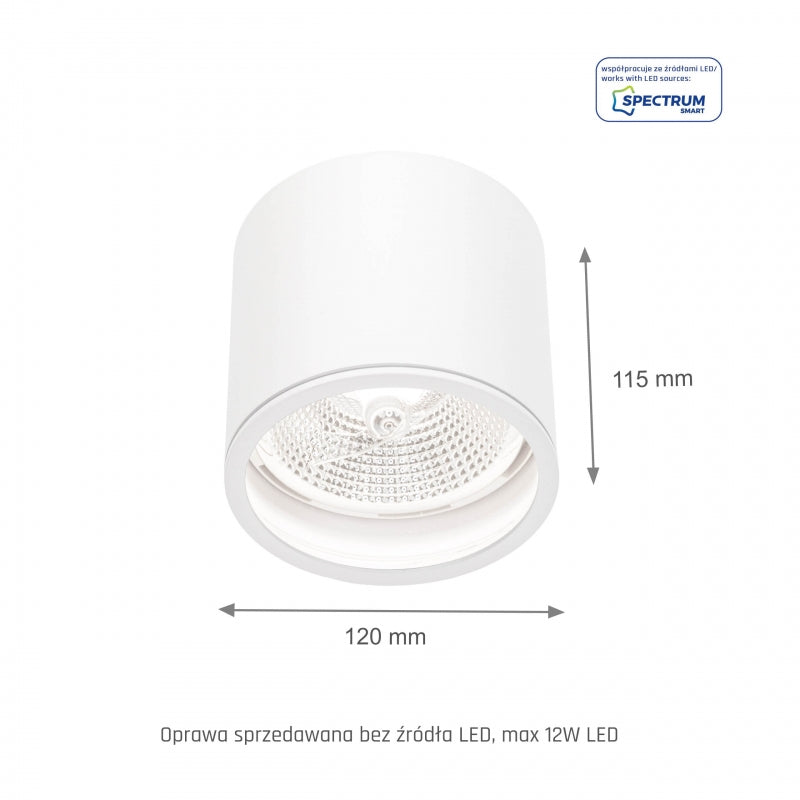 Spectrum CHLOE AR111 GU10 Surface Mounted Ceiling Light IP65 White Aluminum 250V Indoor Outdoor