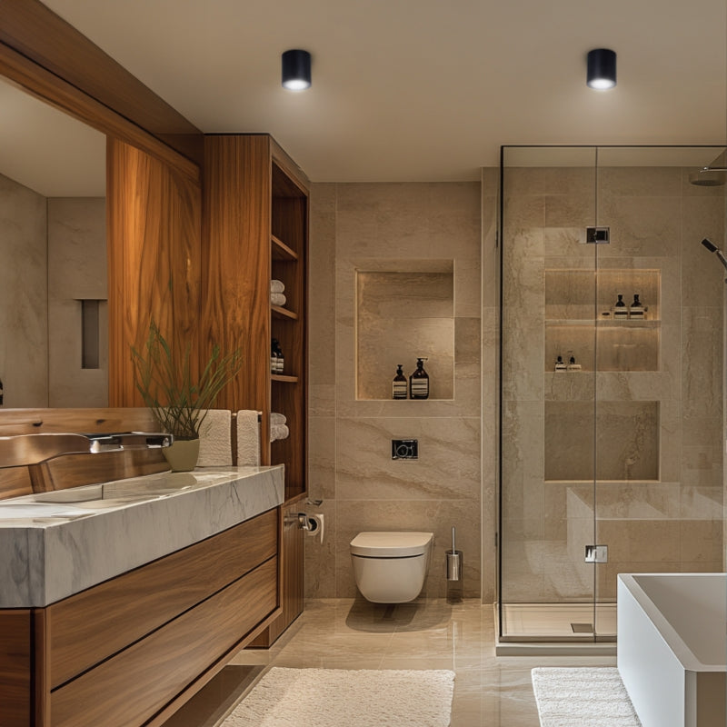 Spectrum CHLOE GU10 LED surface light Black round IP44 aluminium housing 250V indoor use