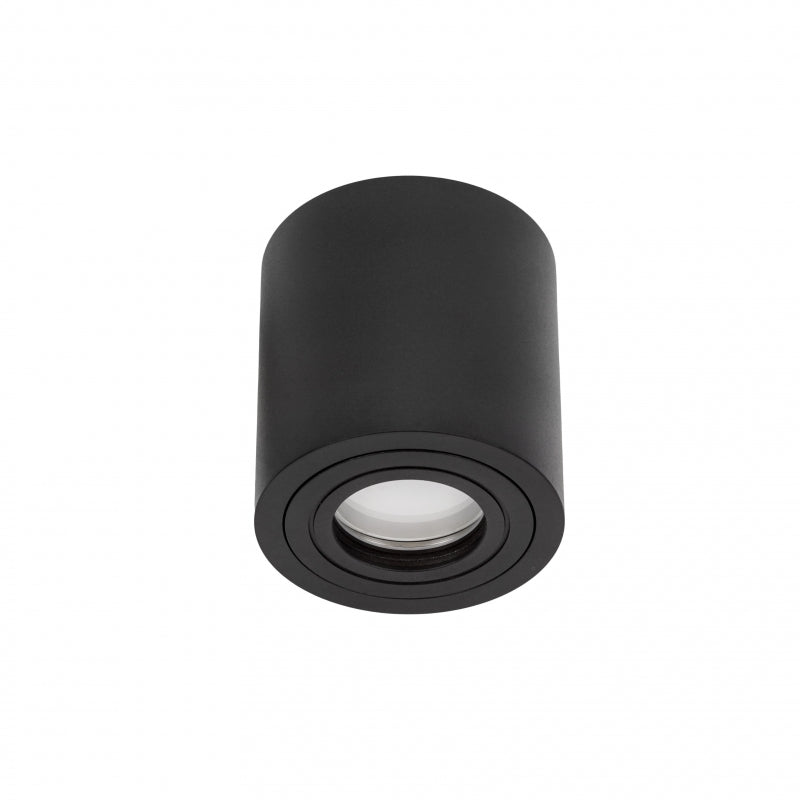 Spectrum CHLOE GU10 Surface-Mounted Ceiling Light, IP65 Black Aluminum Round Housing, 250V, 6W Max