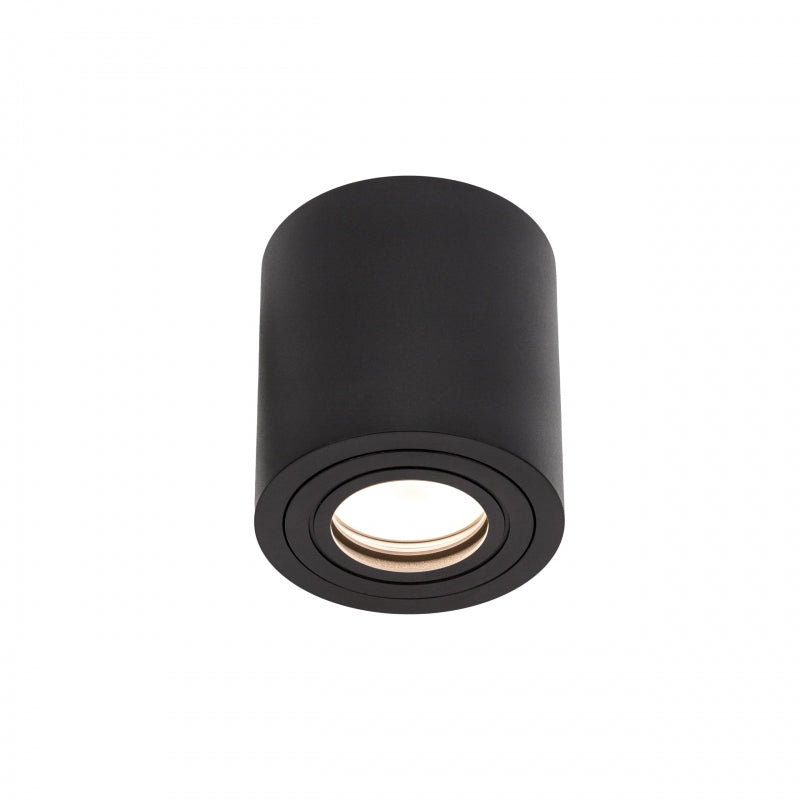 Spectrum CHLOE GU10 Surface-Mounted Ceiling Light, IP65 Black Aluminum Round Housing, 250V, 6W Max