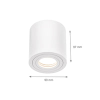 Luminaire de plafond en saillie Spectrum CHLOE GU10, Blanc, IP65, Aluminium Verre, 250V, 90x97mm