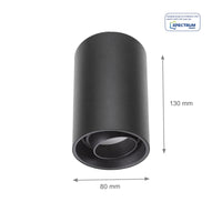 Spectrum CHLOE LED GU10 surface spot light, IP20, 10W max, round Black adjustable ceiling luminaire