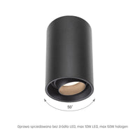 Spectrum CHLOE LED GU10 surface spot light, IP20, 10W max, round Black adjustable ceiling luminaire