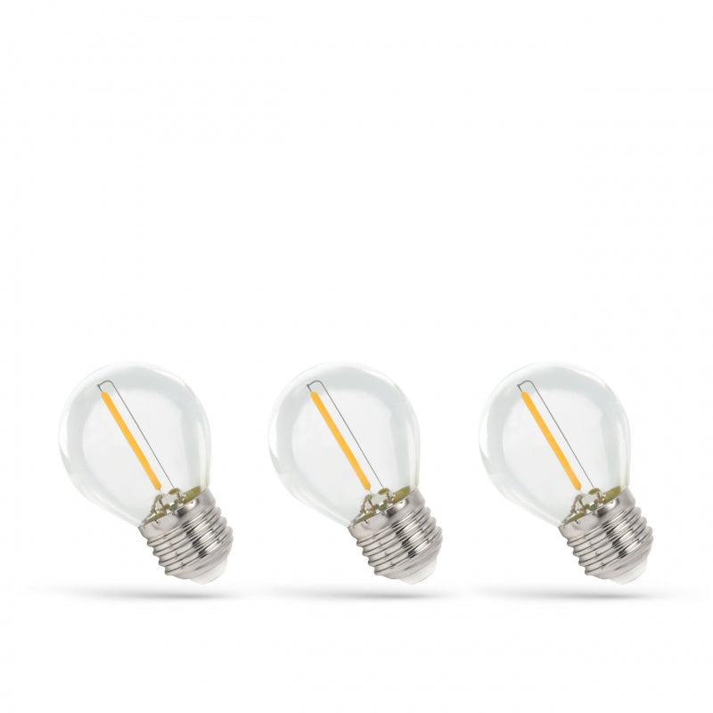 Spectrum LED E27 Bulb 1W 230V 2700K Warm White Clear Glass 60 lumens 300° Beam 3-Pack