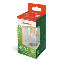 Ampoule Spectrum LED GLS A60 E27 4W 2700K blanc chaud verre transparent 450 lumens 230V non dimmable