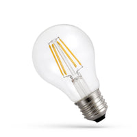 Ampoule Spectrum LED GLS E27 3.8W 3000K blanc chaud 806 lumens verre transparent Classe A filament COG 230V garantie 5 ans