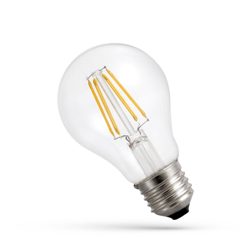 Ampoule Spectrum LED GLS E27 3.8W 3000K blanc chaud 806 lumens verre transparent Classe A filament COG 230V garantie 5 ans