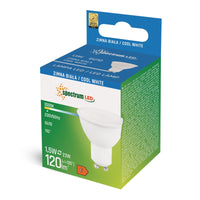 Ampoule LED Spectrum GU10 1.5W 230V 6000K Blanc Froid 120 lumens faisceau 120° non dimmable avec diffuseur opalin